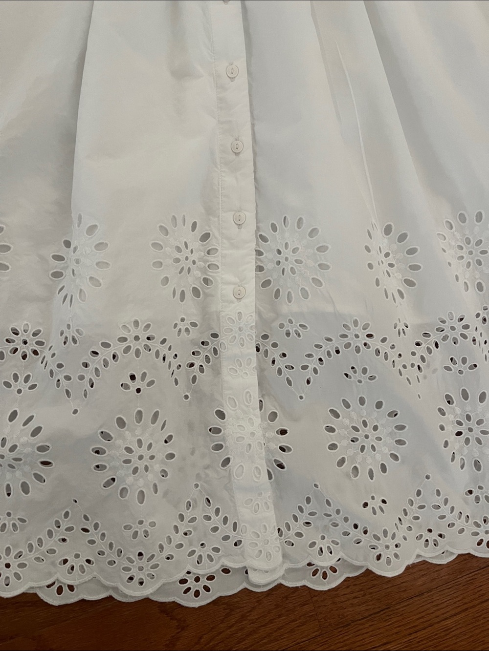 Talbots White V-Neck 3/4 Sleeve Eyelet Trim Belted Midi Shirt Dress, Women's 8 - Picture 3 of 9